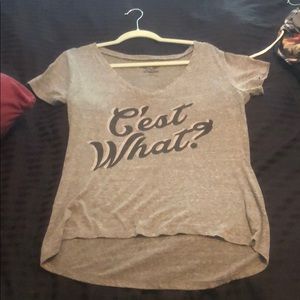 V neck heather grey tee shirt